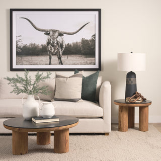 Mercana Tucson Natural and Black Oak Top Round Coffee Table