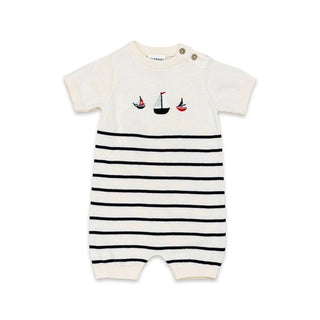 Viverano Sailboat Embroidered Knit Short Romper
