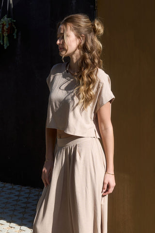 Jennifer Cropped Linen Top