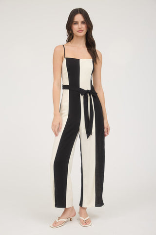 Anne Wide Stripe Belted Jumpsuit