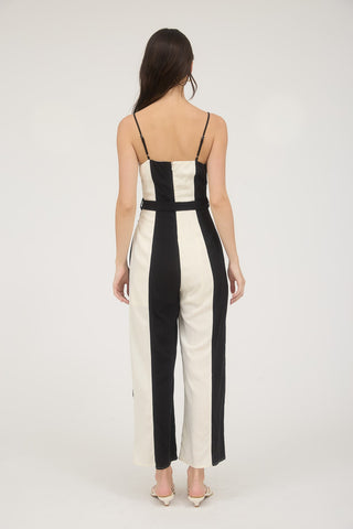 Anne Wide Stripe Belted Jumpsuit
