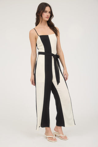 Anne Wide Stripe Belted Jumpsuit