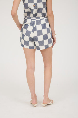 Laney Checkered Linen Shorts
