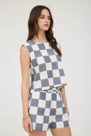 Laney Checkered Linen Shorts