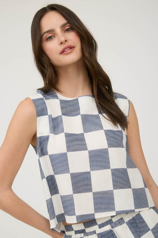 Laney Checker Linen Crop