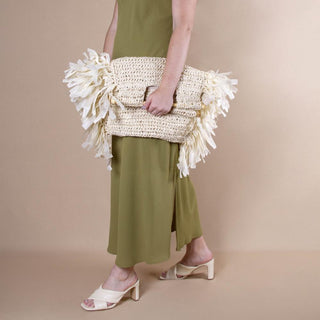 Melie Bianco Casey Large Straw Bamboo Tote Bag