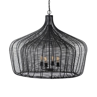 Mercana Camila Black Metal Mesh Four Bulb Chandelier
