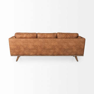 Mercana Brooks Cognac Brown Faux Leather Three Seater Sofa