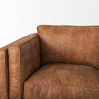 Mercana Brooks Cognac Brown Faux Leather Three Seater Sofa