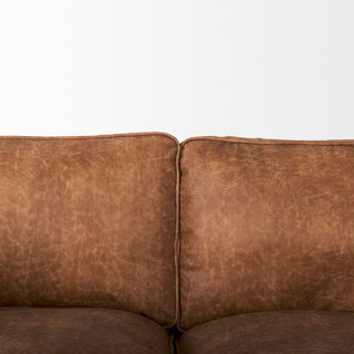 Mercana Brooks Cognac Brown Faux Leather Three Seater Sofa