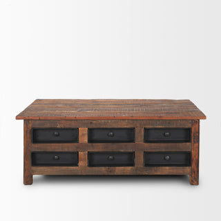 Mercana Wilton Brown Wood and Metal Coffee Table