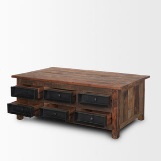 Mercana Wilton Brown Wood and Metal Coffee Table