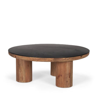 Mercana Tucson Natural and Black Oak Top Round Coffee Table