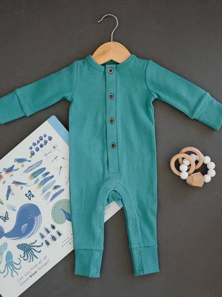 Organic Ribbed Zipper Onesie