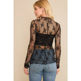 Alexis Lace Sleeved Fitted Top