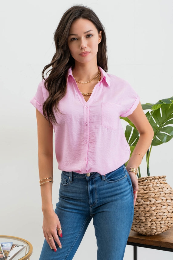 Felicity Fold Sleeve Button Down