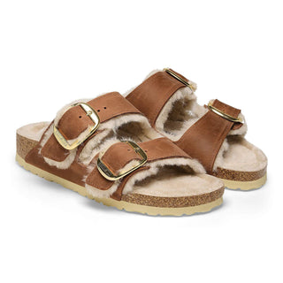 Birkenstock Arizona Big Buckle Sherling in Cognac