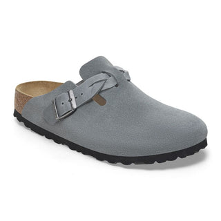 Birkenstock Boston Braided Suede Oiled Basalt Gray