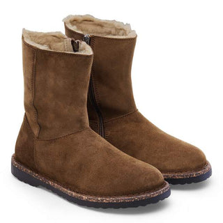 Birkenstock Uppsala Suede Zip Shearling in Dark Tea