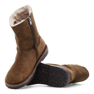Birkenstock Uppsala Suede Zip Shearling in Dark Tea