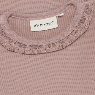 Minymo Baby Girls Fawn Knit Lace Bodysuit