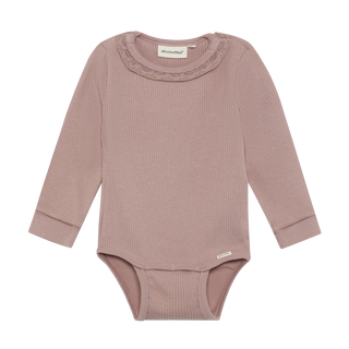 Minymo Baby Girls Fawn Knit Lace Bodysuit