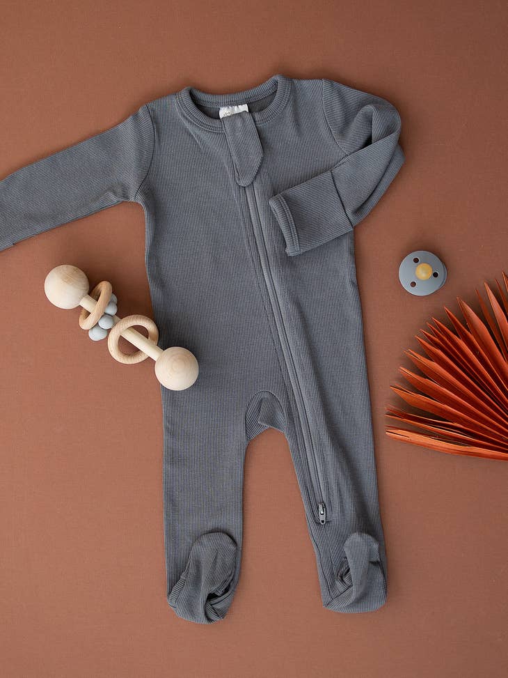 Organic Ribbed Zipper Onesie