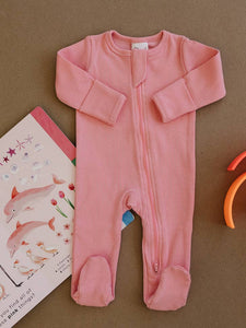 Organic Ribbed Zipper Onesie