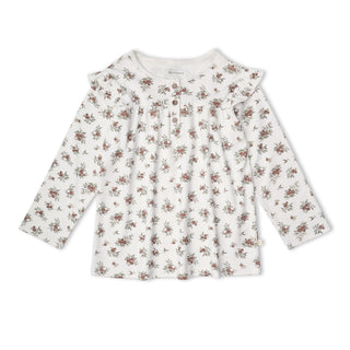 Organic Ruffle Olive Winter Berry Shirt Set