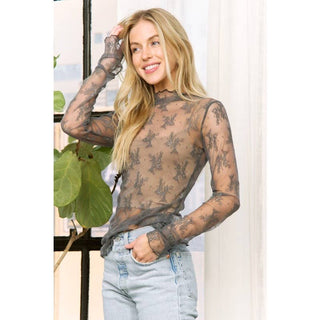 Alexis Lace Sleeved Fitted Top