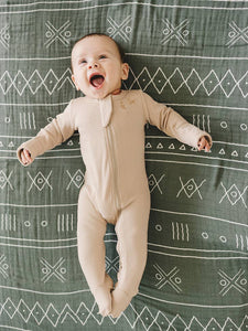 Organic Ribbed Zipper Onesie