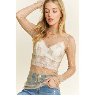 Alexis Lace Sleeved Fitted Top