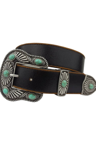 Vintage Leather Belt with Western Buckle