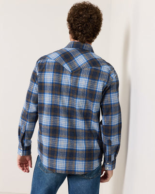 Pendleton Canyon Shirt in Tan Blue Plaid