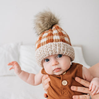 Huggalugs Buffalo Check Pom Beanies