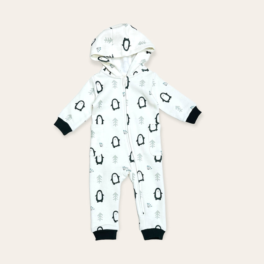 Viverano Penguin Fleece Zipper Hooded Jumpsuit