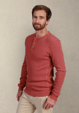 True Grit Bowery Waffle Rib Hem Henley