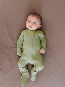 Organic Ribbed Zipper Onesie