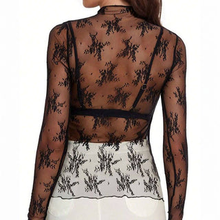 Tiffany Semi Sheer Mesh Lace Top