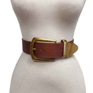 Wide Width Belt with Western Statement Buckle Loop Tip