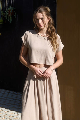Jennifer Cropped Linen Top
