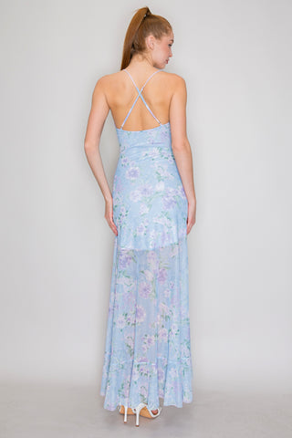 Tiffany Mesh High Low Ruffled Dress