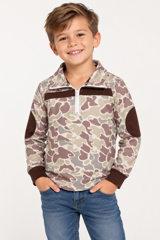 Boys Pullover Zipper Hunting Camo