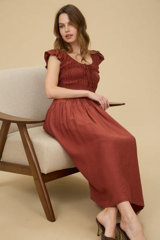 Hazel Ruffle Midi Dress