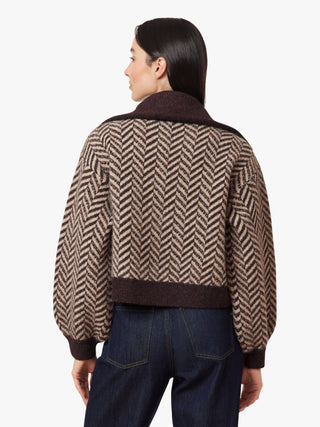 Habitual Herringbone Zip Cardigan