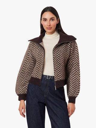 Habitual Herringbone Zip Cardigan