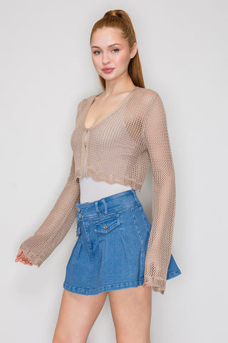 Candice Crochet Scallop Cardigan