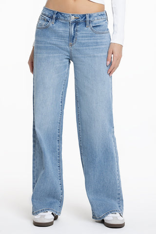 Miss Me Tropez Baggy Wide Leg Jeans Light Wash