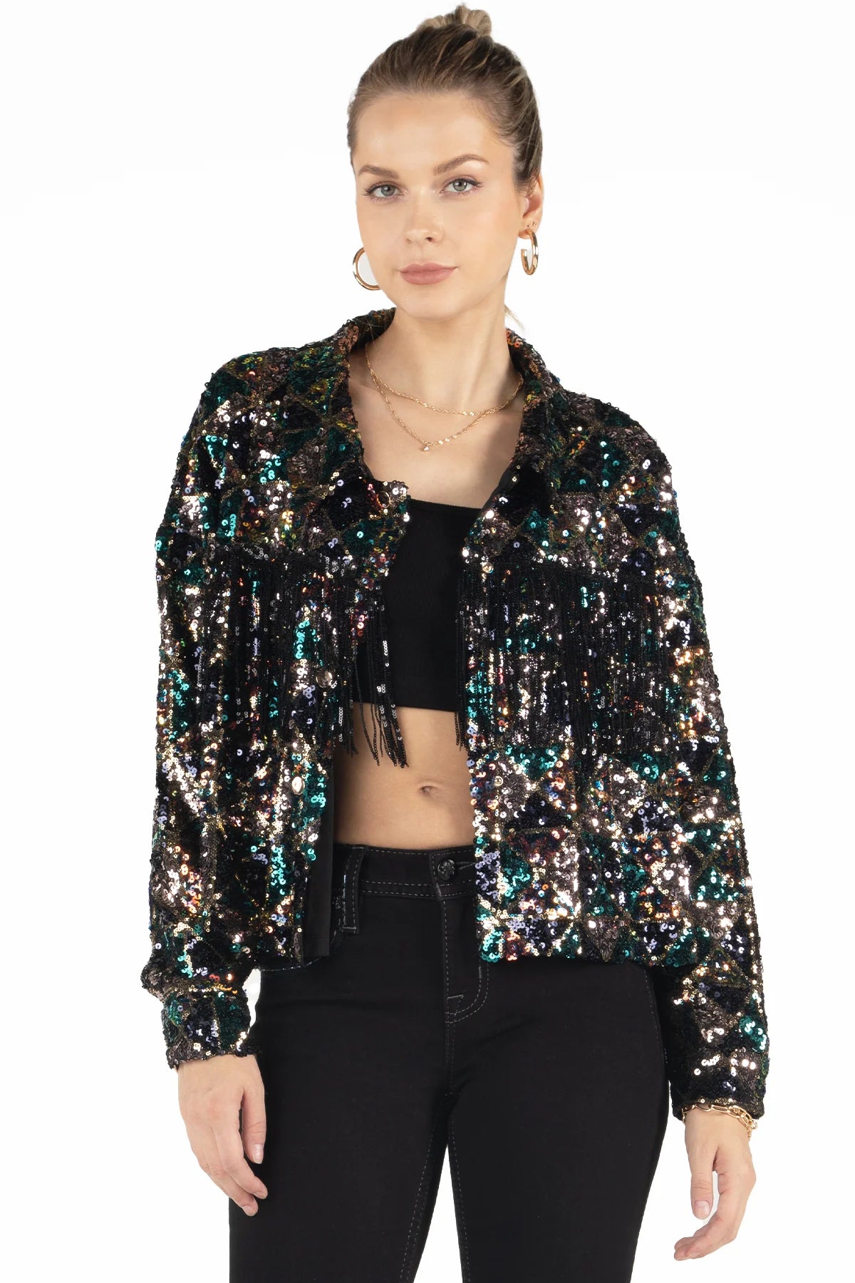 Miss Me Ariella Sequin Jacket