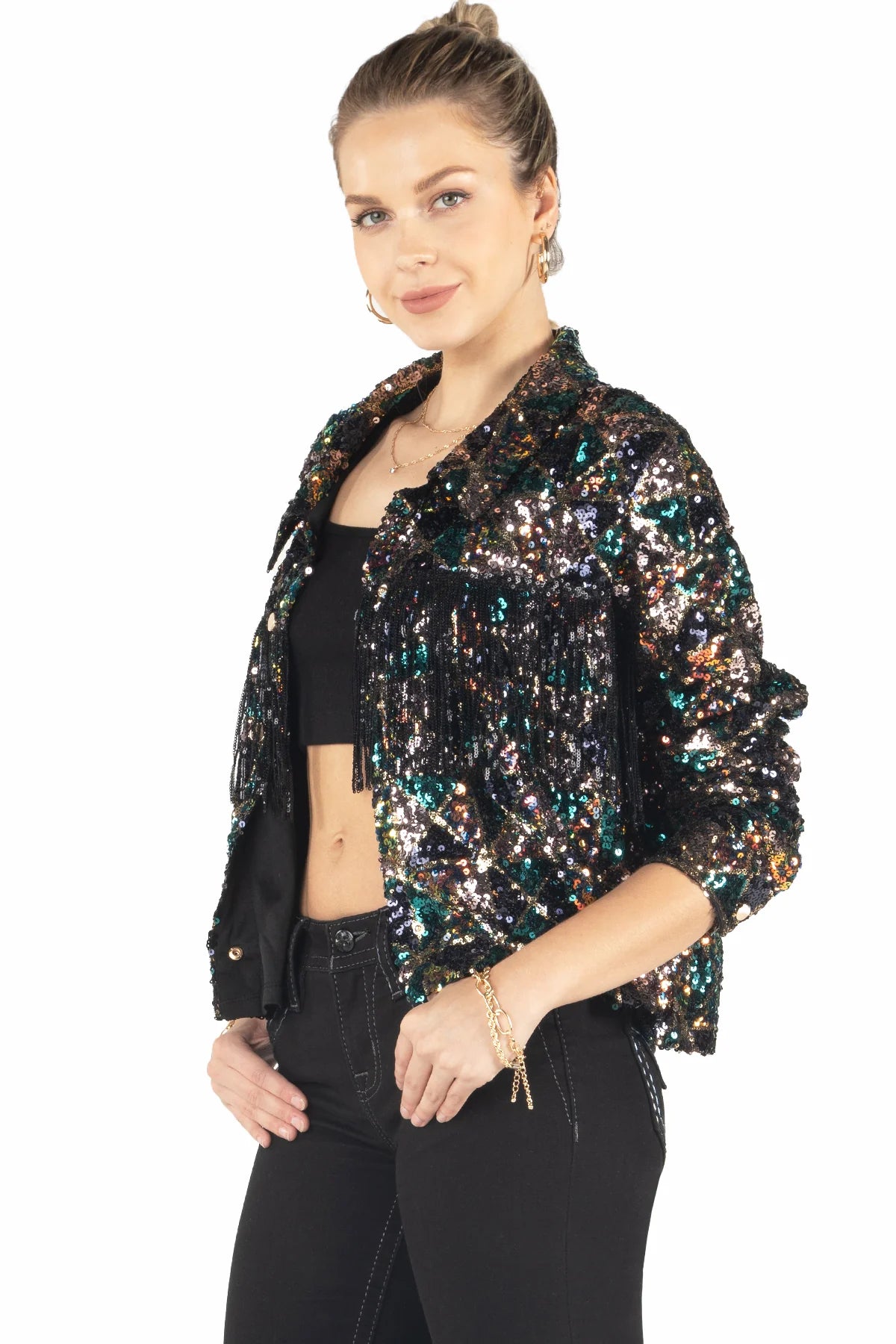 Miss Me Ariella Sequin Jacket